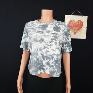 AC / DC Gray Rhinestones Studded Short Sleeve